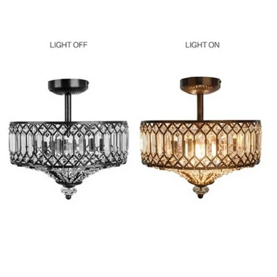 15.25" Glass And Metal Tiered Jeweled Semi Flush Mount Ceiling Light - River Of Goods - Image 3