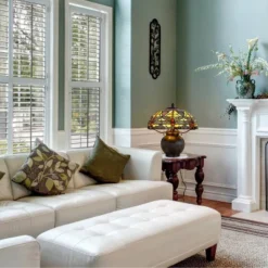 18.25" Metal Contemporary Mission Table Lamp With Tiffany Glass Shade - Cal Lighting