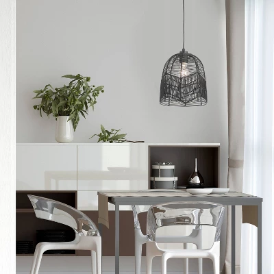 10" 1-Light Zola Pendant Rattan Black - River Of Goods - Image 6