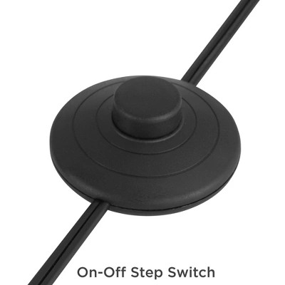 Franklin Iron Works Bramble Modern Industrial 71" Tall Arc Floor Lamp Matte Black Faux Wood Up Down Metal Cage Off-White Shade Living Room - Image 7