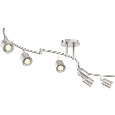 Pro Track Rhodes 6-Head LED Ceiling Track Light Fixture Kit Spot Light GU10 Silver Brushed Nickel Finish Metal Modern Kitchen Bathroom Dining 63" Wide - Image 5