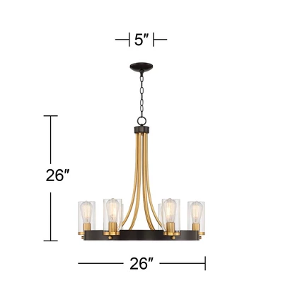 Stiffel Ferrers Dark Bronze Gold Chandelier 26" Wide Clear Glass Shade 6-Light Fixture For Dining Room House Foyer Kitchen Island Entryway Bedroom - Image 8