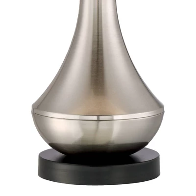 360 Lighting Simon Modern Table Lamps 25 1/2" High Set Of 2 Brushed Nickel With USB Charging Port Ivory Linen Shade For Bedroom Living Room House Desk - Image 3