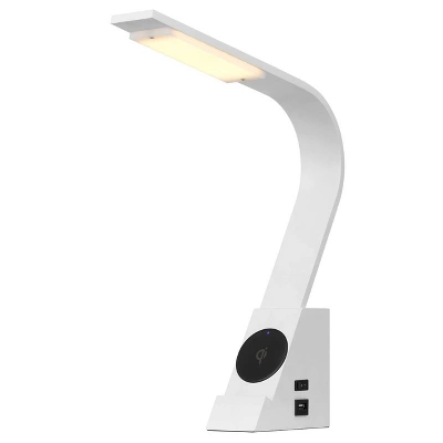 Metal Desk Lamp With Wireless Charging Pad And USB Port White (Includes LED Light Bulb) - Cal Lighting - Image 2