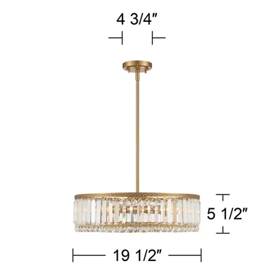 Stiffel Soft Gold Drum Pendant Chandelier 20 1/4" Wide Modern Clear Crystal 5-Light Fixture For Dining Room House Foyer Entryway - Image 7