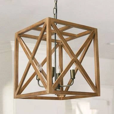 Metal/Wood Chandelier Natural Brown - Storied Home - Image 6