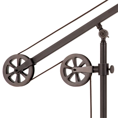 Metal And Glass Pulley Floor Lamp In Black - Henn&Hart - Image 8