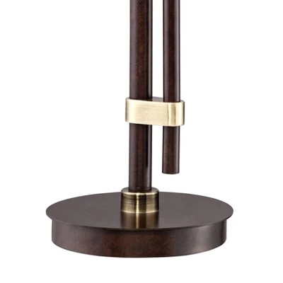 Franklin Iron Works Calyx Modern Industrial Desk Lamp 29" Tall Bronze Brown Cognac Glass Dome Shade For Bedroom Living Room Bedside Nightstand Office - Image 4