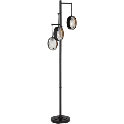 Uttermost Modern Industrial Floor Lamp 73 1/2" Tall Matte Black 3-Light Marbleized Glass Drop Shade For Living Room Reading Family Bedroom Office Home - Image 7