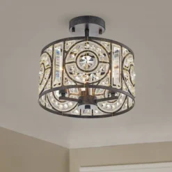 12" X 12" X 10.5" 3-Light Silver Orchid Reid Pendant Metallic - Warehouse Of Tiffany