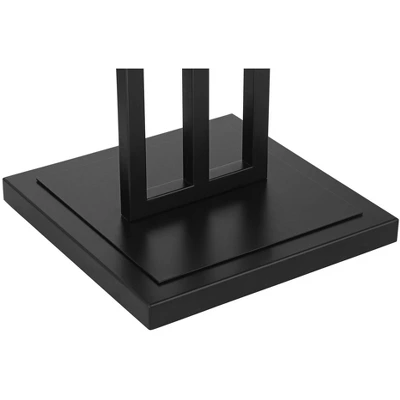 Franklin Iron Works Industrial Floor Lamp 64" Tall Matte Black 3-Light Rectangular Linen White Glass Shades For Living Room House - Image 5