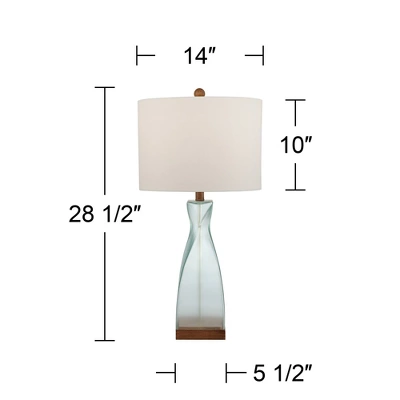 360 Lighting Ryan Modern Coastal Table Lamps 28 1/2" Tall Set Of 2 Blue Glass White Drum Shade For Bedroom Living Room Bedside Nightstand Office House - Image 5