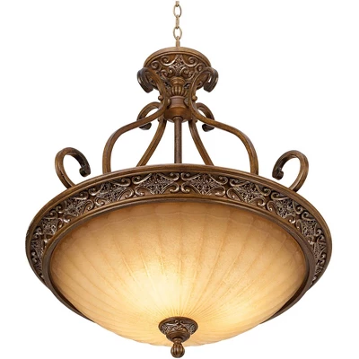 Kathy Ireland Sterling Estate Golden Bronze Pendant Chandelier 26 1/2" Wide Rustic Champagne Bowl Shade 3-Light Fixture For Dining Room Kitchen Island - Image 5
