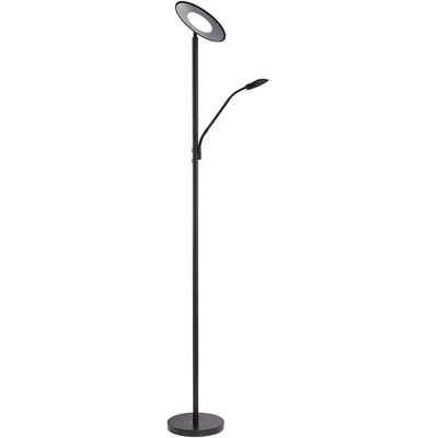 360 Lighting Modern Floor Lamp With Reading Light LED 71.5" Tall Decker Black Metal Acrylic Diffuser For Living Room Reading Office - Image 6