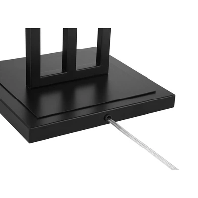 Franklin Iron Works Industrial Floor Lamp 64" Tall Matte Black 3-Light Rectangular Linen White Glass Shades For Living Room House - Image 6