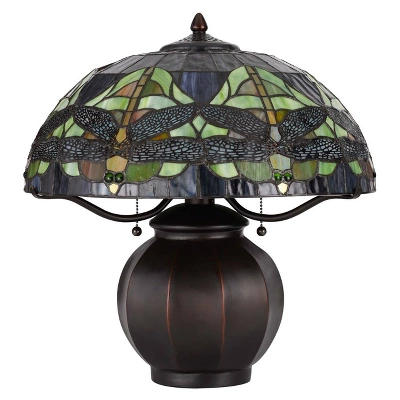 18.25" Metal Contemporary Mission Table Lamp With Tiffany Glass Shade - Cal Lighting - Image 2