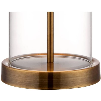 360 Lighting Coastal Table Lamp 26" High Glass Cylinder Gold Fillable White Drum Shade For Living Room Family Bedroom Bedside Nightstand - Image 4