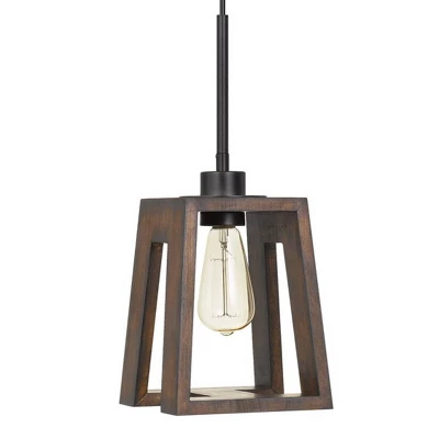 7" X 7" X 17" Biel Wood Pendant Medium Oak - Cal Lighting - Image 2