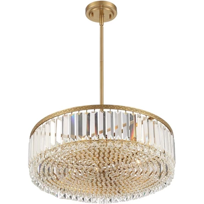 Stiffel Soft Gold Drum Pendant Chandelier 20 1/4" Wide Modern Clear Crystal 5-Light Fixture For Dining Room House Foyer Entryway - Image 6