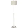 360 Lighting Abba Modern Floor Lamp Standing 66" Tall Brushed Nickel Silver Beige Fabric Tapered Drum Shade For Living Room Bedroom Office House Home