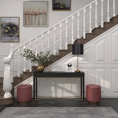 Metal Buffet Lamp With Drum Shade Black - Olivia & May - Image 14