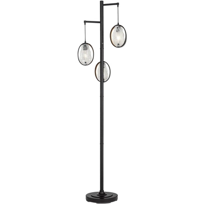 Uttermost Modern Industrial Floor Lamp 73 1/2" Tall Matte Black 3-Light Marbleized Glass Drop Shade For Living Room Reading Family Bedroom Office Home - Image 6