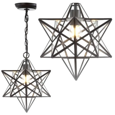 12" Stella Moravian Star Metal/Clear Glass LED Pendant - Jonathan Y - Image 5