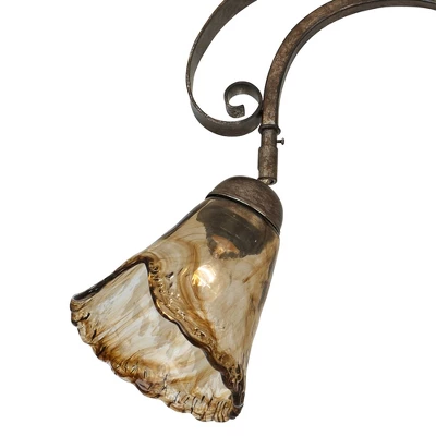 Pro Track 4-Head Ceiling Track Light Fixture Kit Adjustable Brown Bronze Finish Organic Amber Glass Western Kitchen Bathroom Living Room 41" Wide - Image 2