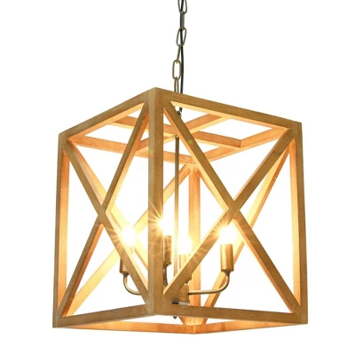Metal/Wood Chandelier Natural Brown - Storied Home - Image 10