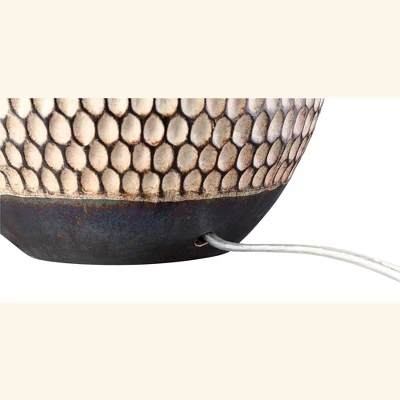 360 Lighting Emma Modern Mid Century Accent Table Lamp 21" High Wood Brown Ceramic Oatmeal Drum Shade For Bedroom Living Room Bedside Nightstand Home - Image 6