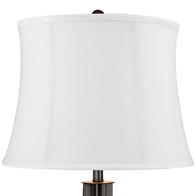 360 Lighting Heather Modern Industrial Table Lamps 25 3/4" High Set Of 2 Dark Iron With USB Charging Port White Softback Drum Shade For Bedroom Desk - Image 3