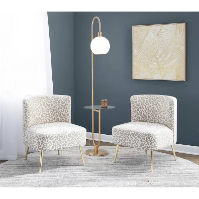 Trombone Contemporary/Glam Floor Lamp With Metal And Glass Shelf Gold (Includes LED Light Bulb) - LumiSource - Image 11