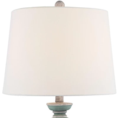 Regency Hill Patsy Country Cottage Table Lamps 26 1/2" High Set Of 2 Blue Gray Washed Fabric Drum Shade For Bedroom Living Room Bedside Nightstand - Image 2