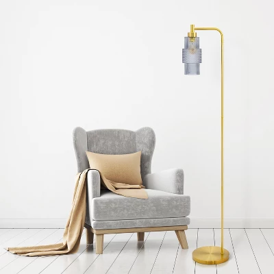 63" Kyra Pillar Shade Floor Lamp Blue/Gold - River Of Goods - Image 2