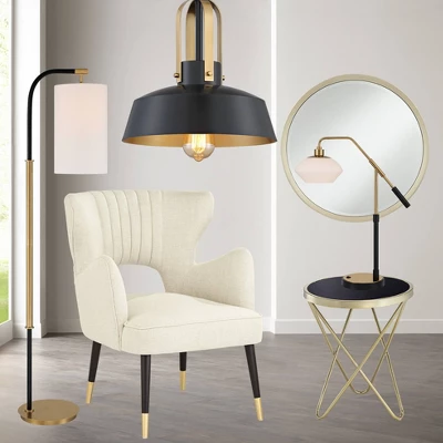 Possini Euro Design Black Warm Brass Mini Pendant Lighting Fixture 12" Wide Farmhouse Rustic For Dining Room House Home Kitchen Island High Ceilings - Image 8