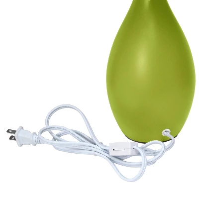 18.11" Traditional Standard Ceramic Dewdrop Table Desk Lamp With Matching Fabric Shade Green - Creekwood Home - Image 4