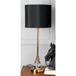 Metal Buffet Lamp With Drum Shade Black - Olivia & May