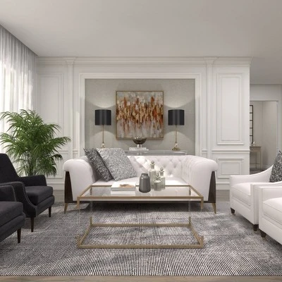 Metal Buffet Lamp With Drum Shade Black - Olivia & May - Image 18