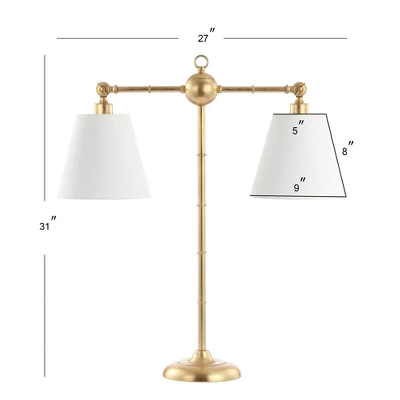 31" Metal Ruth Library Table Lamp (Includes LED Light Bulb) Gold - JONATHAN Y - Image 3