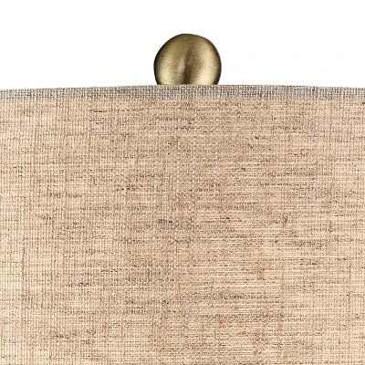 360 Lighting Emma Modern Mid Century Accent Table Lamp 21" High Wood Brown Ceramic Oatmeal Drum Shade For Bedroom Living Room Bedside Nightstand Home - Image 2