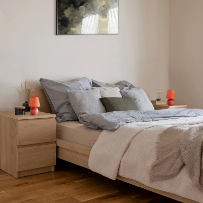 8.66" 2pk Petite Ceramic Orb Base Bedside Table Lamps With Matching Tapered Drum Shade Orange - Creekwood Home - Image 3