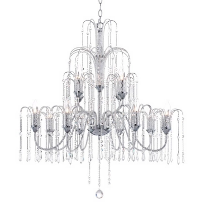 Vienna Full Spectrum Crystal Rain Chrome Chandelier 33" Wide Modern 12-Light Fixture For Dining Room House Foyer Kitchen Island Entryway Bedroom Home - Image 2