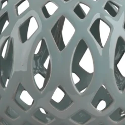 Fretwork Ceramic Table Lamp With Drum Shade Blue - Splendor Home