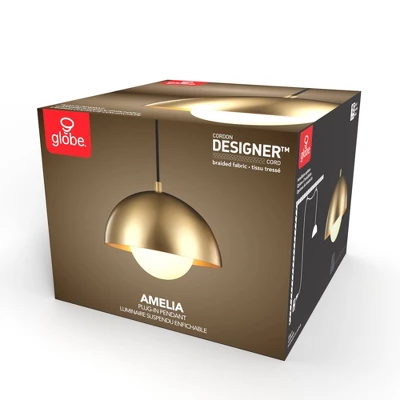 Amelia 1-Light Matte Brass Plug-In Pendant Lighting With Frosted Glass Shade - Globe Electric - Image 6