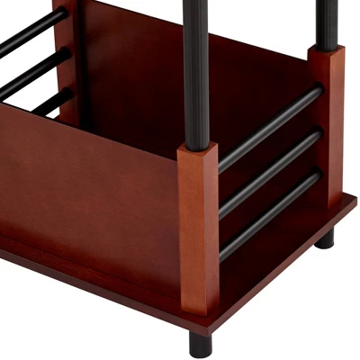 Regency Hill Marville Mission Rustic Farmhouse Floor Lamp With End Table 55" Tall Wood Open Crate Swing Arm Off White Empire Shade For Living Room - Image 3