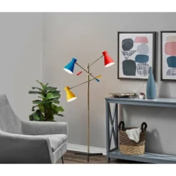 3-Arm Lyle Floor Lamp Brass - Adesso