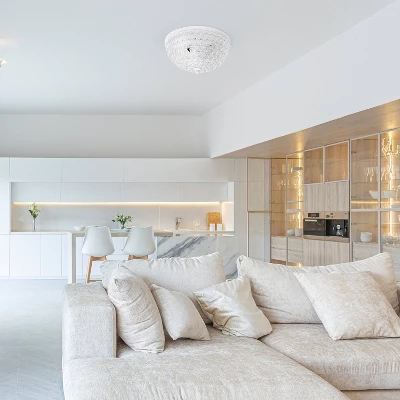 2pk 2-Light Crystal Glam Ceiling Flush Mount Pendants White - Lalia Home - Image 2