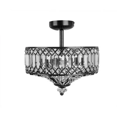 15.25" Glass And Metal Tiered Jeweled Semi Flush Mount Ceiling Light - River Of Goods - Image 2