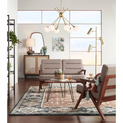 360 Lighting Andi Modern Mid Century Table Lamp 24 1/2" High Hammered Brown Ceramic Red Oak Wood Off White Shade For Bedroom Living Room Bedside Desk - Image 6