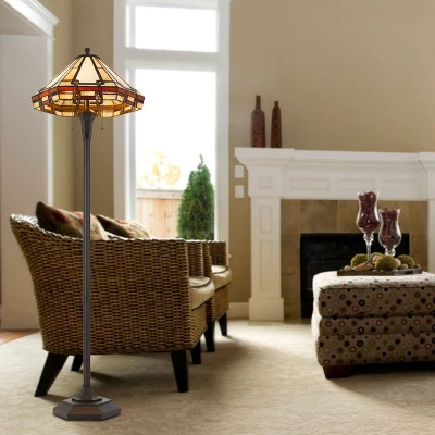 59.25" Resin Transitional Floor Lamp With Tiffany Glass Shade - Cal Lighting - Image 2